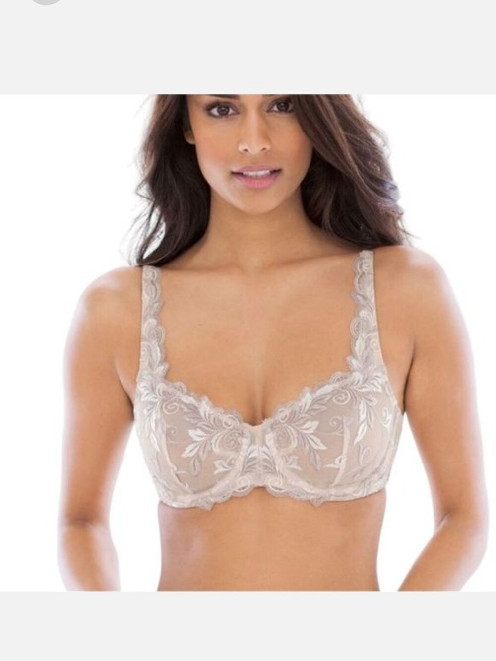 Soma Sensuous Lace Unline Underwire bra nude beige size 38DDD (38F)